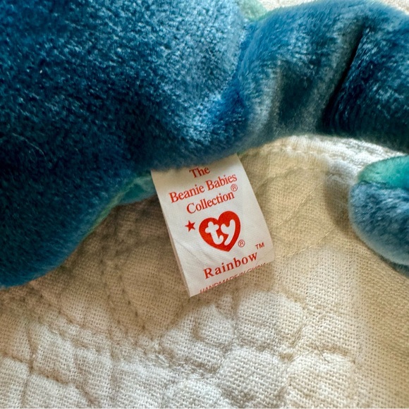 Vintage 90s Ty Rainbow Beanie Baby Plush Toy Chameleon Lizard Blue 1997 Mint New - Picture 7 of 8